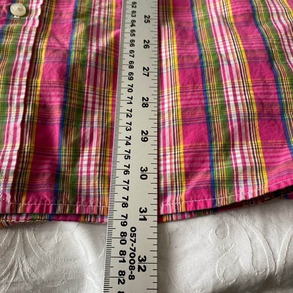 Lands' End Men's Pink Plaid Long‎ Sleeve Button-Up Shirt Large Western Preppy - Picture 11 of 12